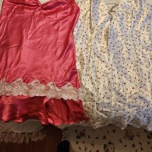 Pink Satin Nightgown with Lace Trim